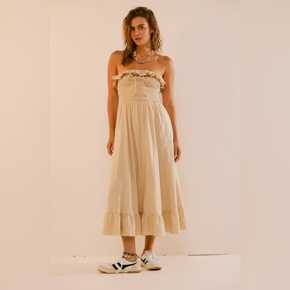 COPY - Free people Lush Life Linen Strapless Midi Dress